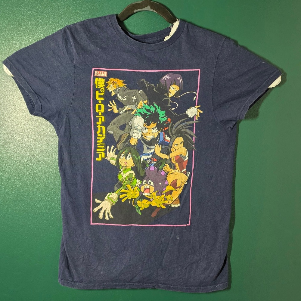 My Hero Academia Kids Navy Blue Graphic T-Shirt Anime Class 1-A Deku Size S